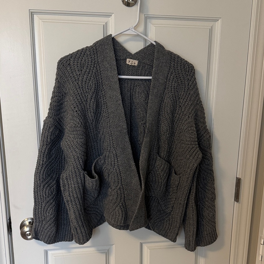 POL Grey Cable Knit Cardigan